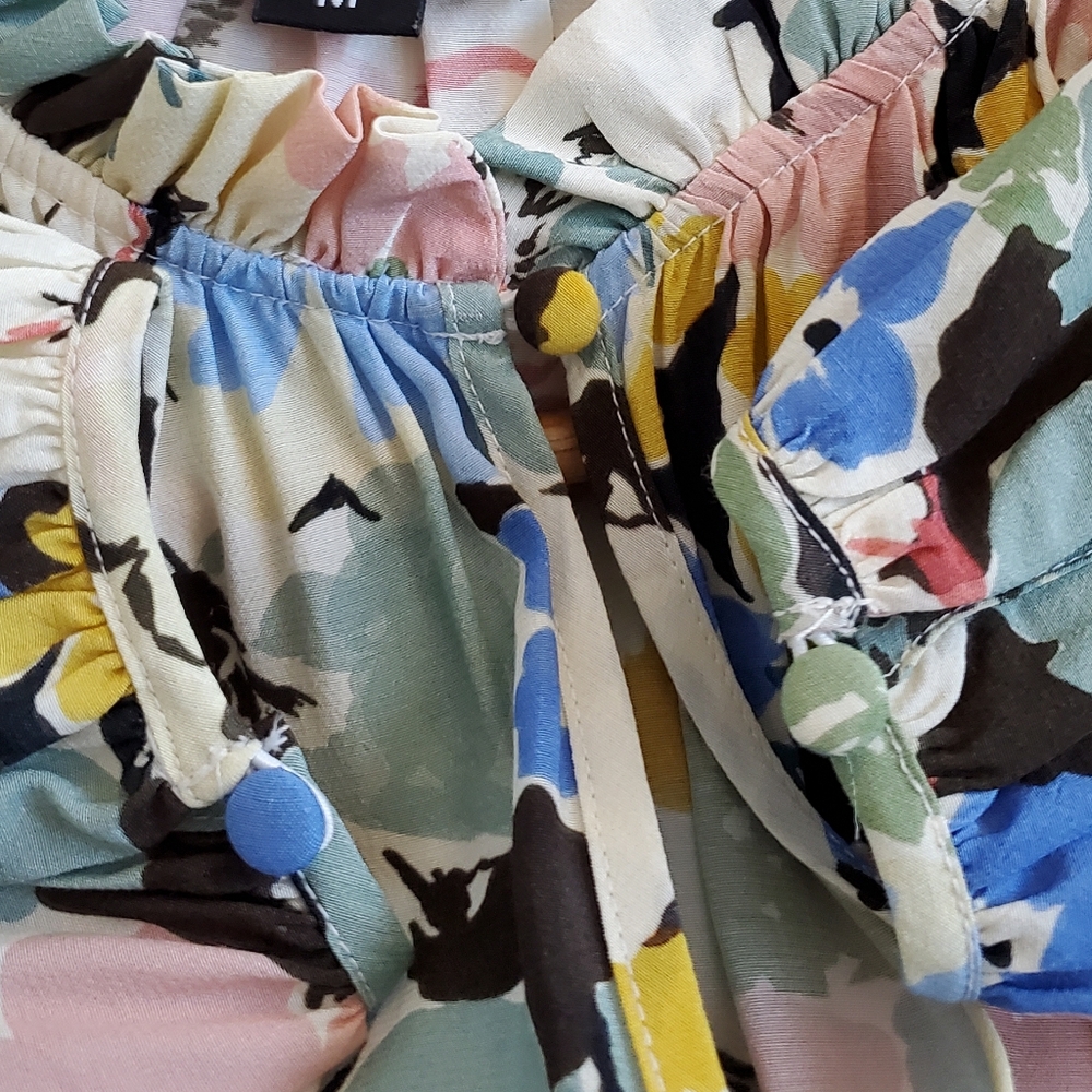 🌸🌺 Yumi Kim Anthropologie Multicolor Floral Mini Midi Dress Long Sleeve - Picture 5 of 5